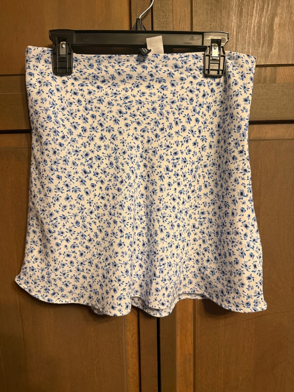 Divided White and Blue Floral Skater Skirt